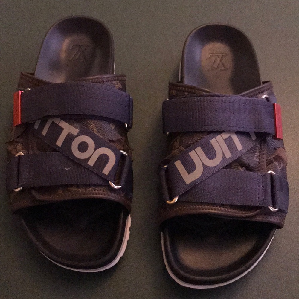Louis Vuitton Luxury mens slides fairly used